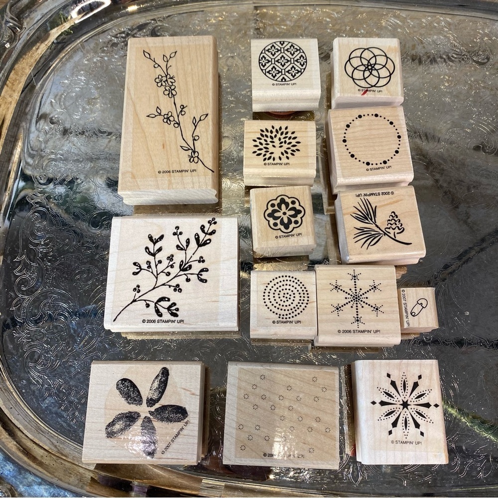 Stampin' Up! Floral and Geometric Wooden Stamp Set of 14